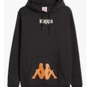 Men's Kappa Black Hoodie with Orange Logo (Medium)